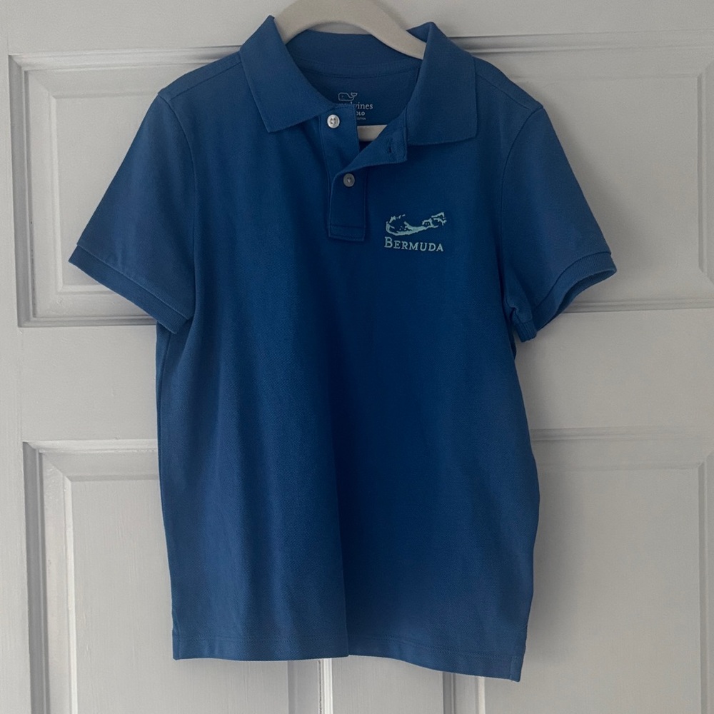 Vineyard Vines Kids Blue Polo Shirt with Bermuda logo